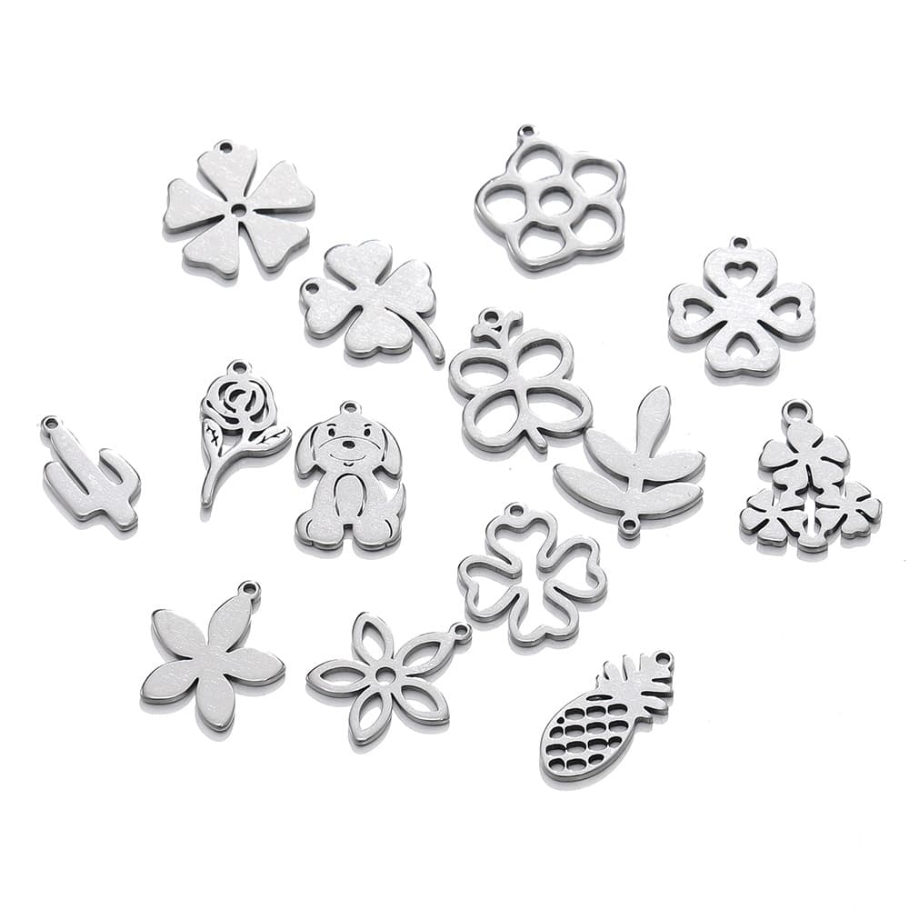 St. kunkka 5pcs 316L Pingente de corte de aço inoxidável Pingente de flor de tulipa de superfície lisa não desbotará para jóias de bricolage Colar de bracelete