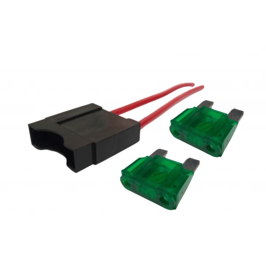 Porta Fusível Maxi Fio 4mm + 2 Fusíveis Lâmina Max 30 Ampere