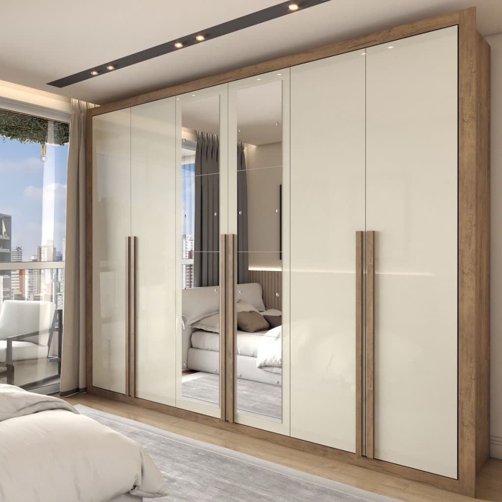 Guarda-Roupa Casal Severo 6 Portas 6 Gavetas com Espelho