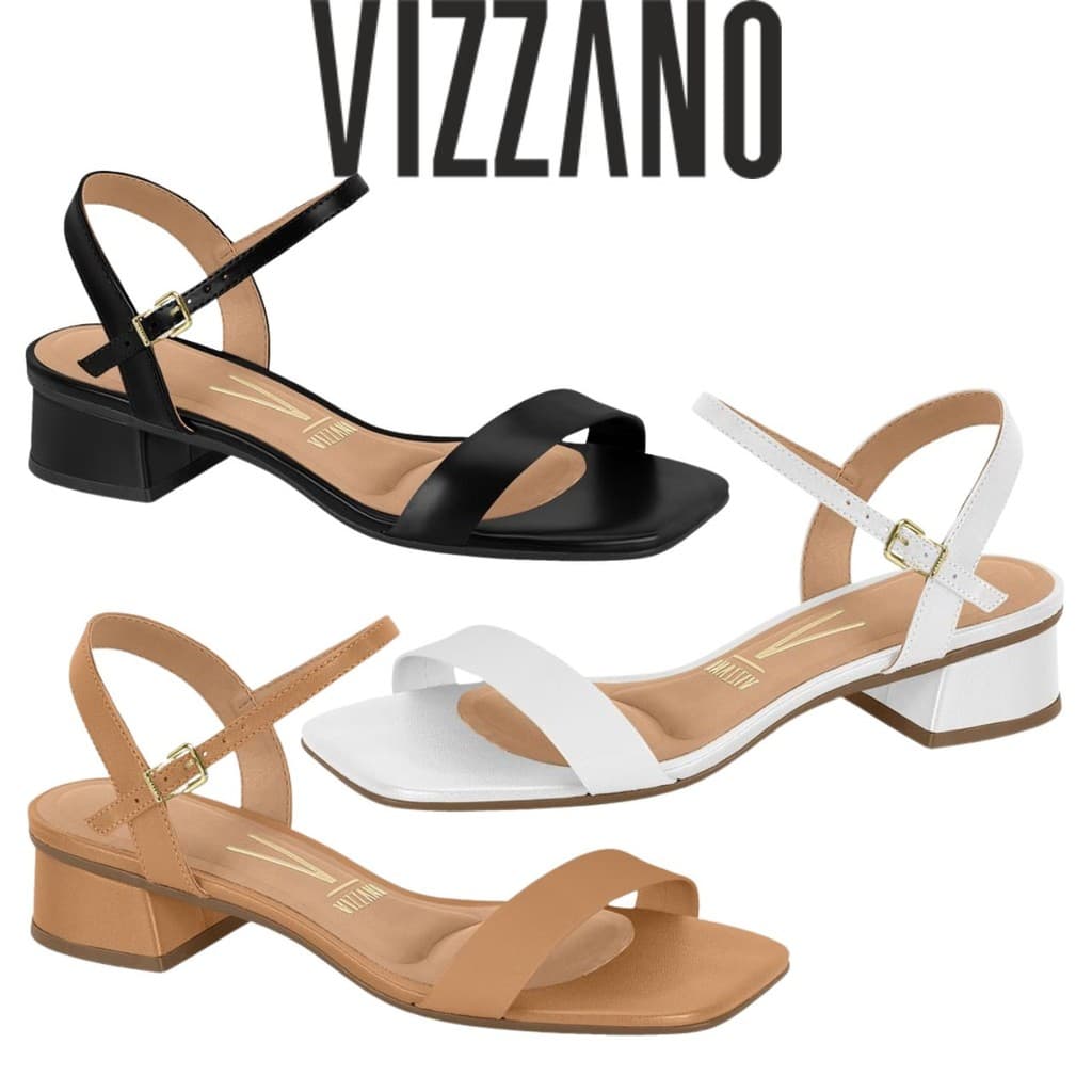 Sandália Feminina Vizzano Salto Bloco Baixo Grosso Básica 4cm Saltinho ORIGINAL