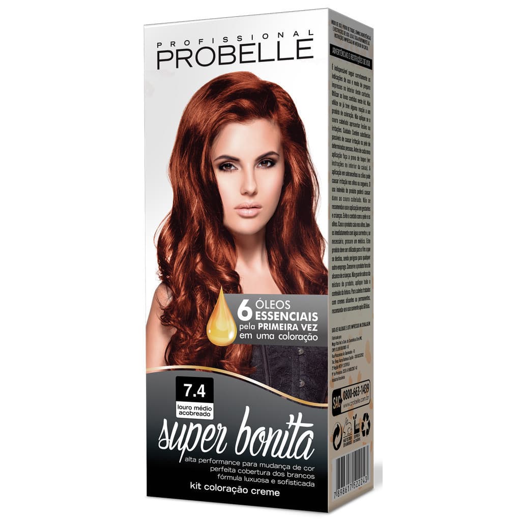 Coloração Super Bonita 7.4 - Louro Médio Acobreado Probelle probelle