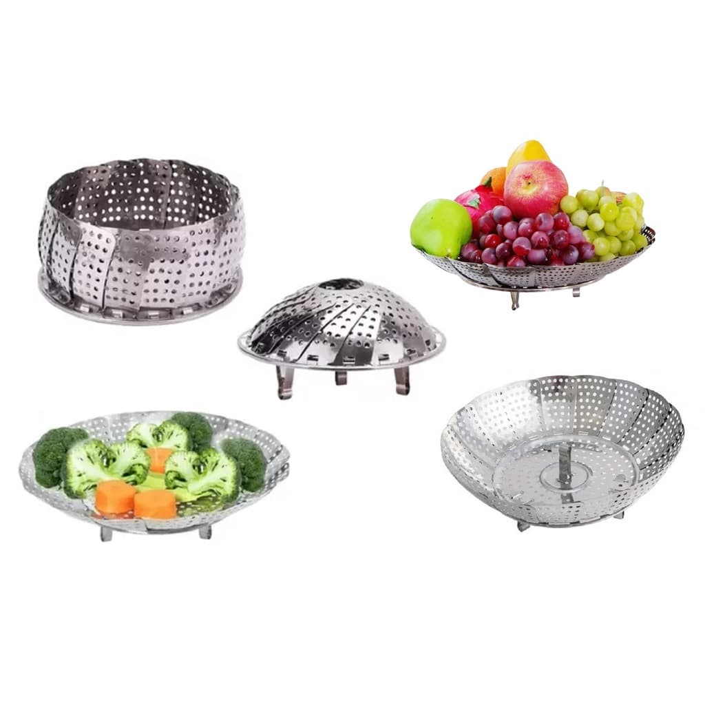Cesto De Cozimento a Vapor Legumes Inox Panela Vaporeira Verduras Cozinha Dieta Alimentação Saudavel Multifuncional