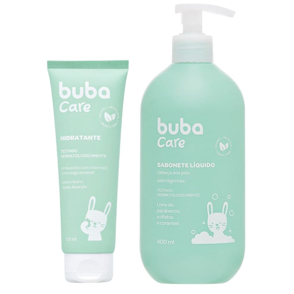 Kit Bebê Sabonete Líquido Da Cabeça Aos Pés 400ml Loção Hidratante 120ml Buba Care