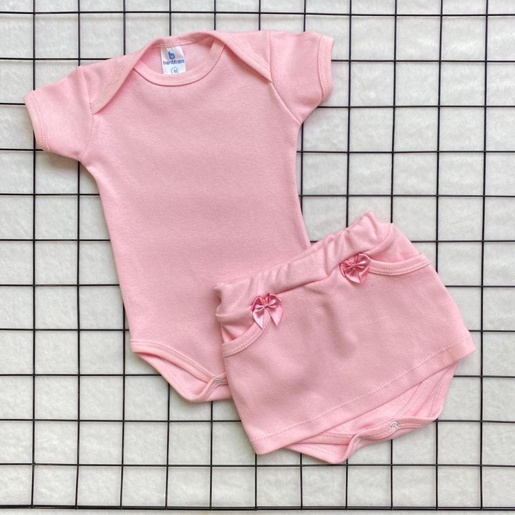 Conjunto de Bebê Menina Básico Dia a Dia Body e Saia 100% Algodão