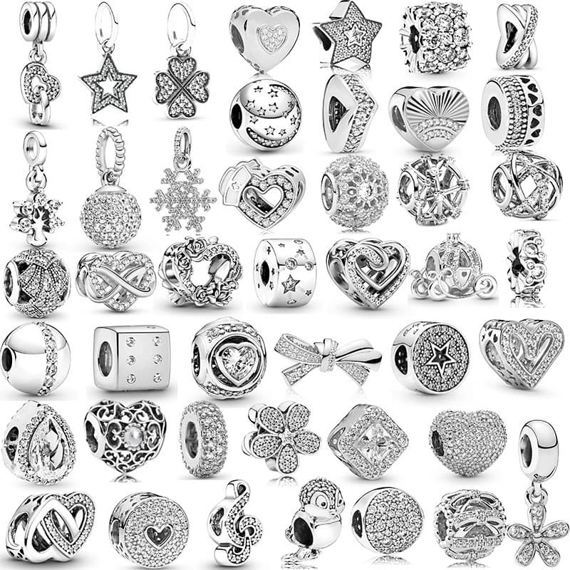 Clássico Charme Berloque Prata 925 Pingente Belas Jóias Aço Inoxidável Contas DIY Pulseira Colar Acessórios