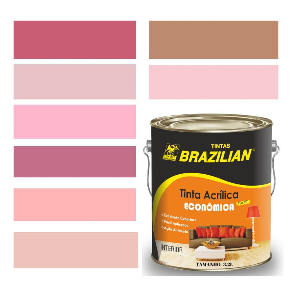 Tinta De Parede Rosa Brazilian Fosco 3,2 Litros