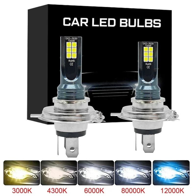 2Pcs H4 H7 Farol LED H11 H8 H9 H10 H1 H3 Lâmpadas de Nevoeiro para Carro 9005 9006 Lâmpadas de Condução Automática 12000