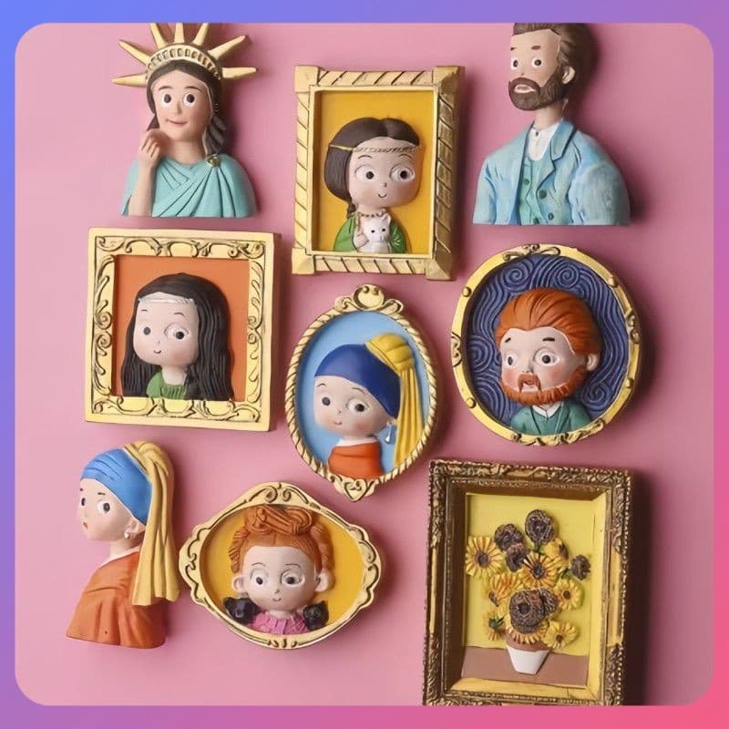 SR Van Gogh Ímãs de geladeira Desenhos animados Adesivos magnéticos Artesanato em resina Bonito lembrança Ímã de 