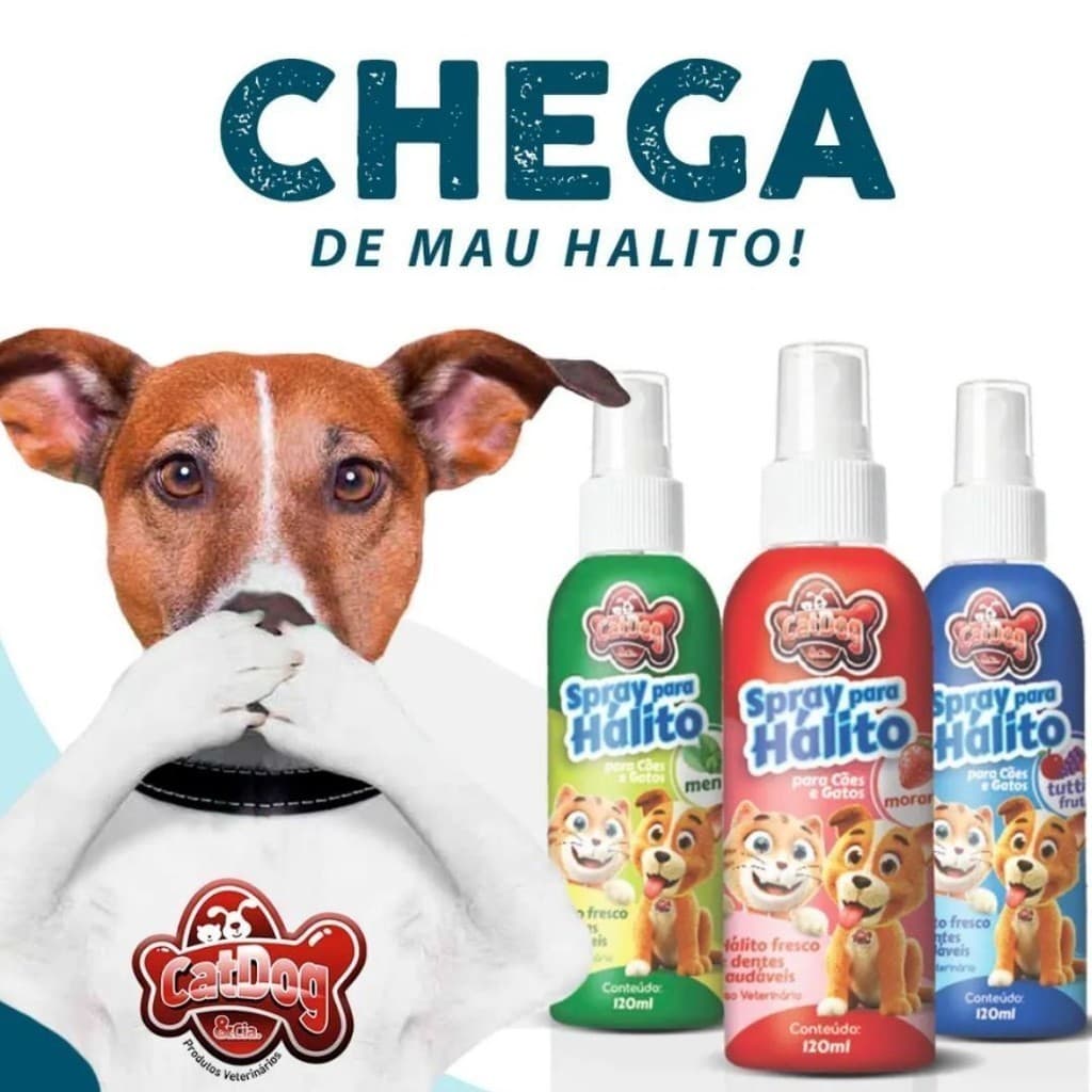 Spray para Cães e Gatos Hálito Canino 120mL Cuidados Orais CatDog