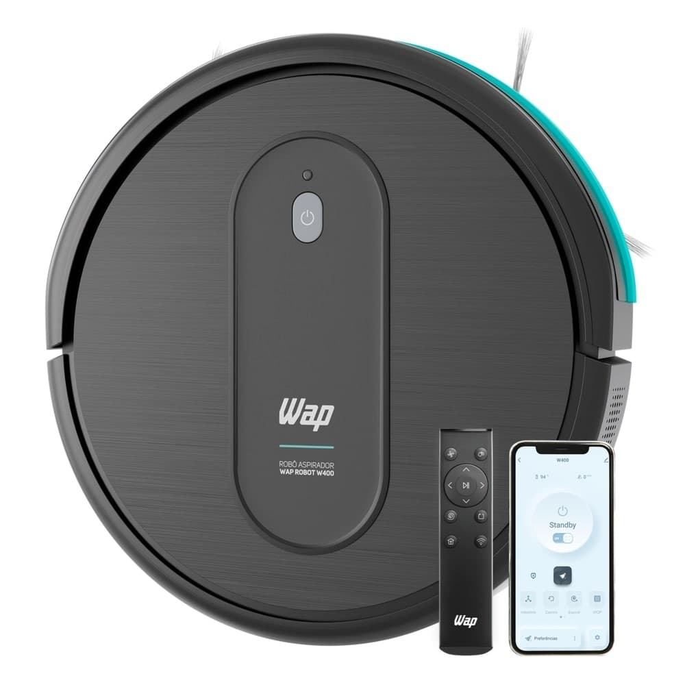 Robô Aspirador WAP Robot W400 C/ Controle Varre Passa Pano