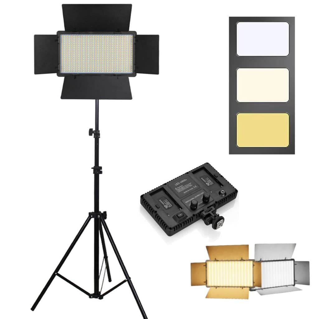 Painel Iluminador PRO LED 600 Bicolor 45W com Tripé, Holder e Fonte Bivolt Tpfoto