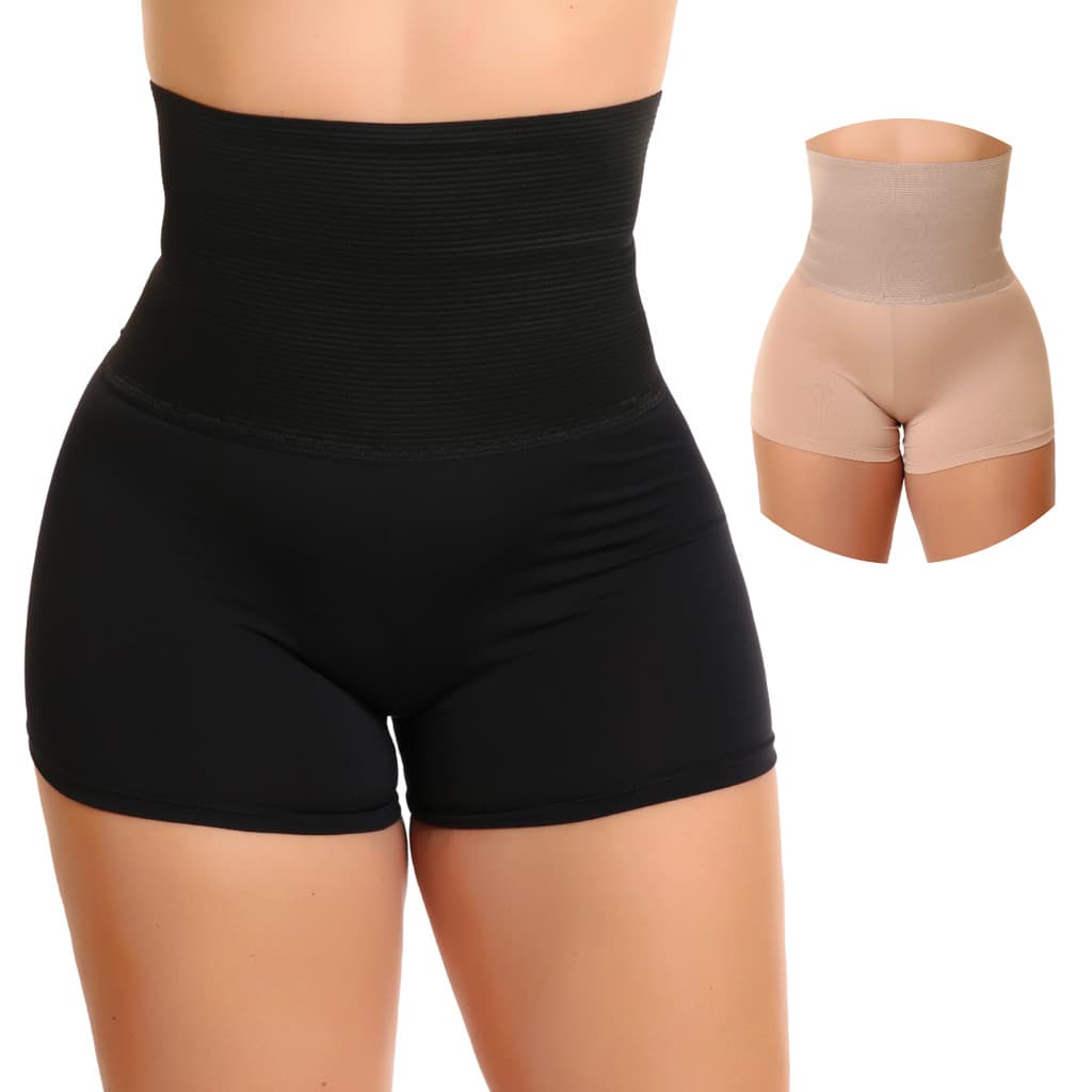 Kit 2 Bermuda Cinta Modeladora Segura Barriga Segunda Pele Básica Short Anágua Moda Íntima Feminina 338