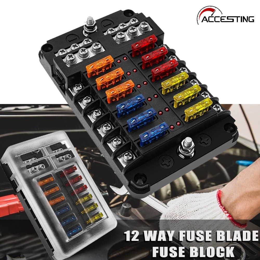 6/12 Maneiras Carro Barco Fusível Caixa Titular Lâmina Bloco Com Indicador De Aviso 12V 36V Placa Do Painel Distribuição