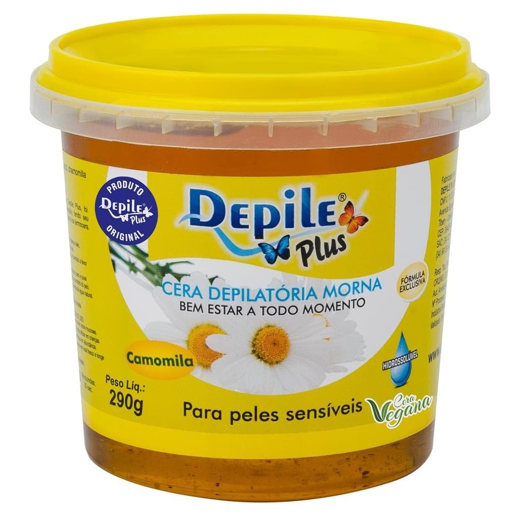 Cera Depilatória Camomila Depile Plus 290g Peles Sensíveis Hidrossolúvel