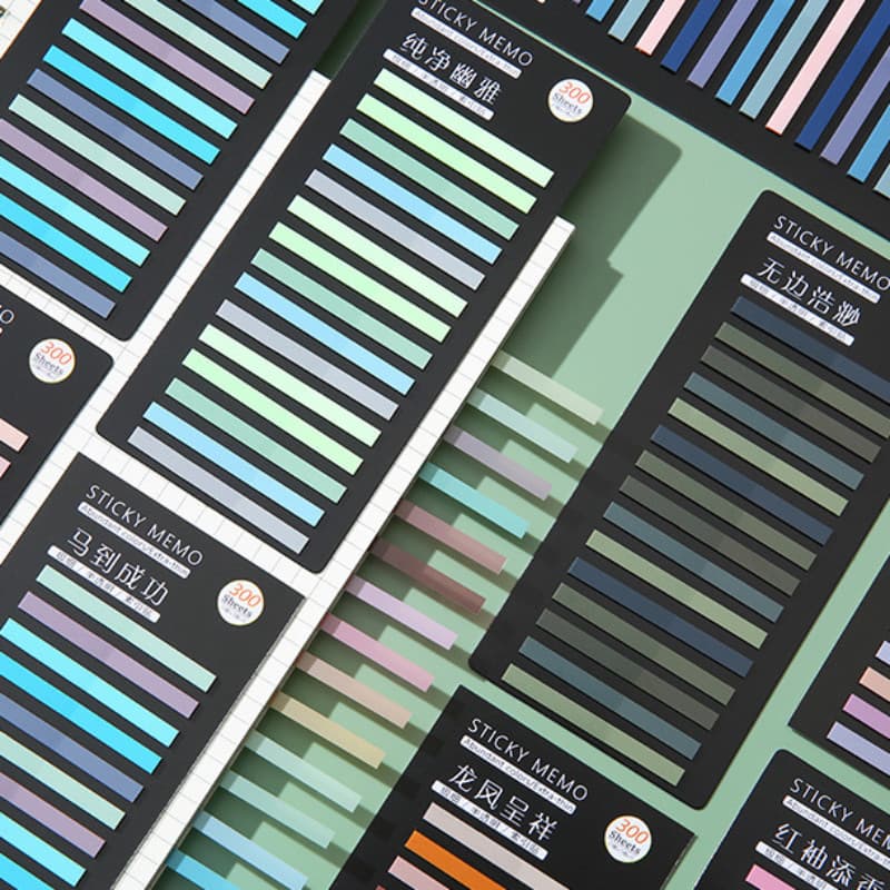 300 Folhas/pcs Adesivos Translúcidos Ultra-Finos Índice PET Classificação De Cor Marcas Post It Sticky Notes Memo Pad