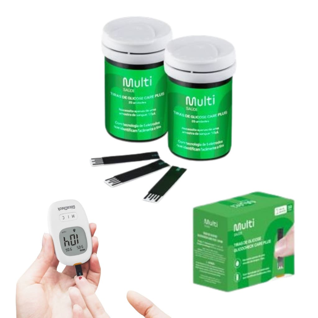 Kit C/50 Tiras de Glicemia Glicocheck Multilaser - HC489