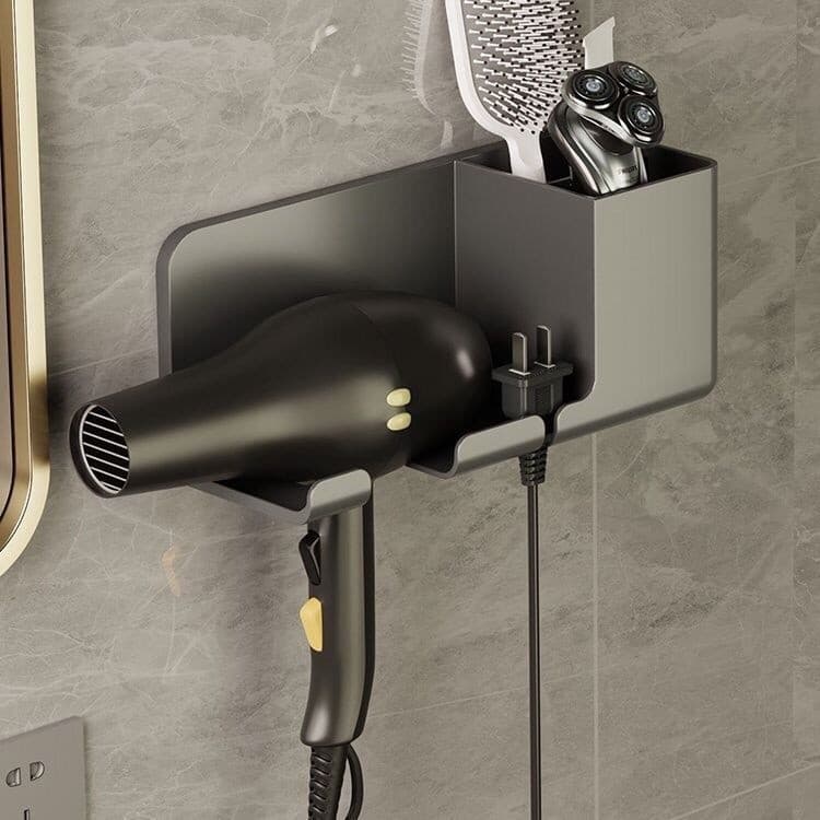 novo:Suporte Para Secador De Cabelo De Parede Sem Perfuracao 22,5 X 9 X 10 CM