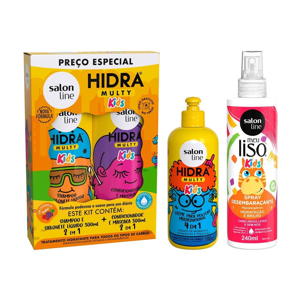 Kit com Hidra e Meu Liso Kids para Cabelos Lisinhos