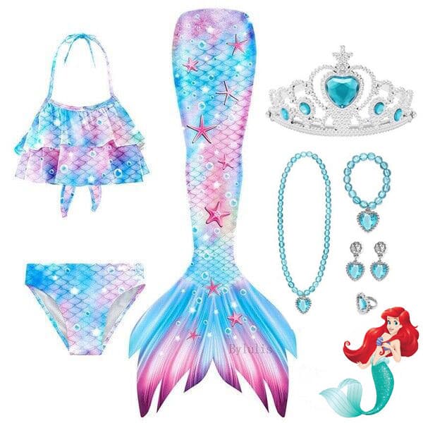 Cosplay Meninas Cauda De Sereia Conjuntos De Fatos De Banho Vestir Roupa Presente De Aniversário