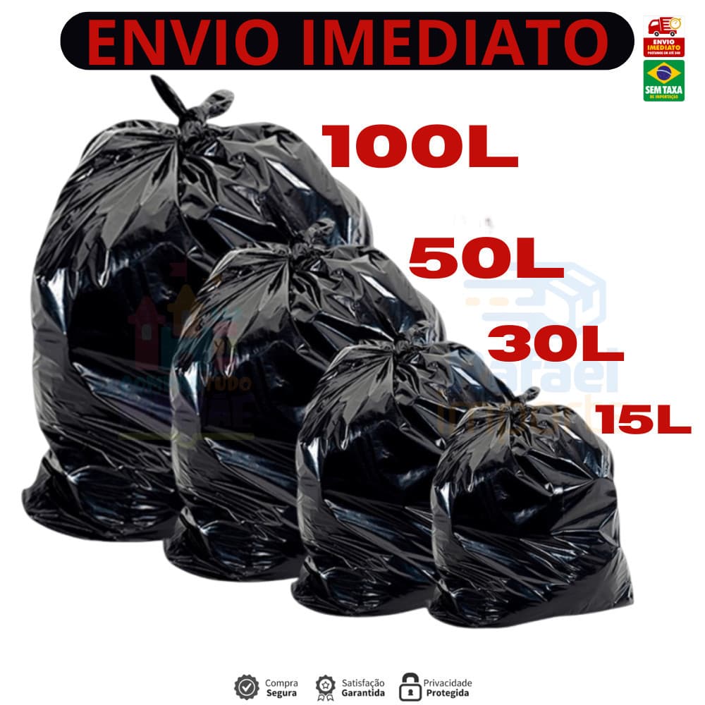 Saco de Lixo resistente com 25/50/100 unidades 15/30/50/100 Litros