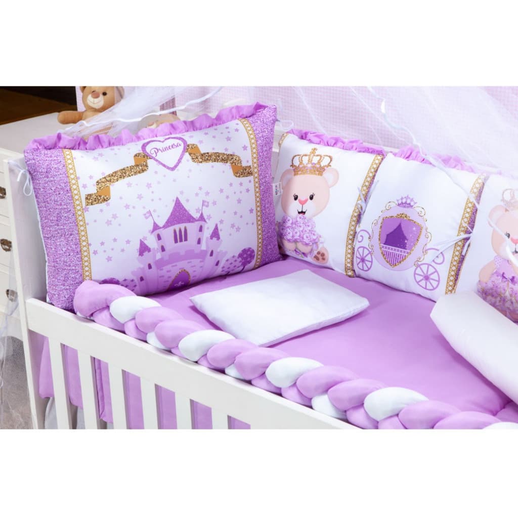 Kit Berço Menina 12 Peças Almofadinhas Padrão Americano - A Pronta Entrega