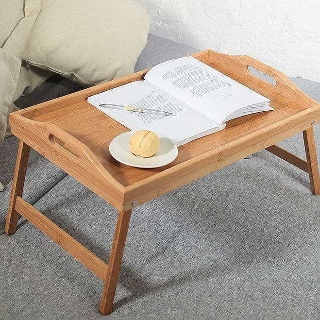 NOVO:Mesa Dobrável Bandeja Bambu Café Da Manhã Com Pés