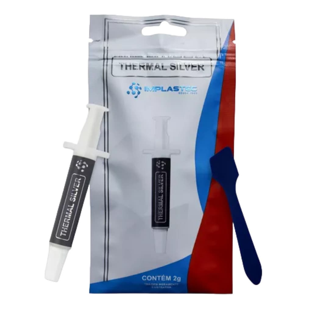 Original Pasta Termica Prata Thermal Silver Para Consoles/ ProcessadoresCPUs/ Placa de Vídeo - Seringa c/ 2g Implastec