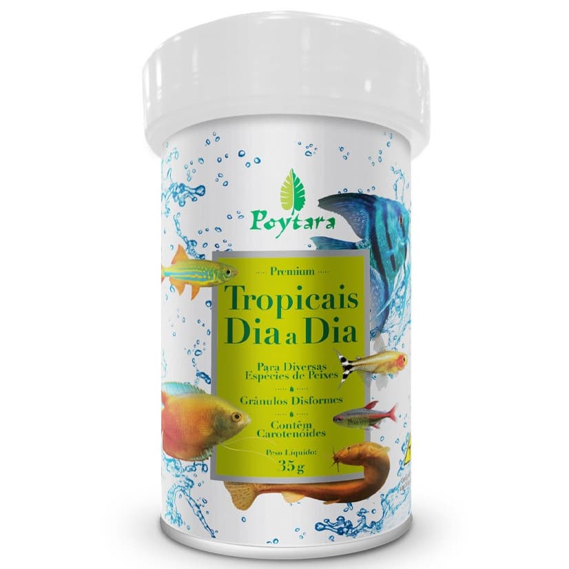Ração Para Peixes Tropicais Dia a Dia 35g Poytara