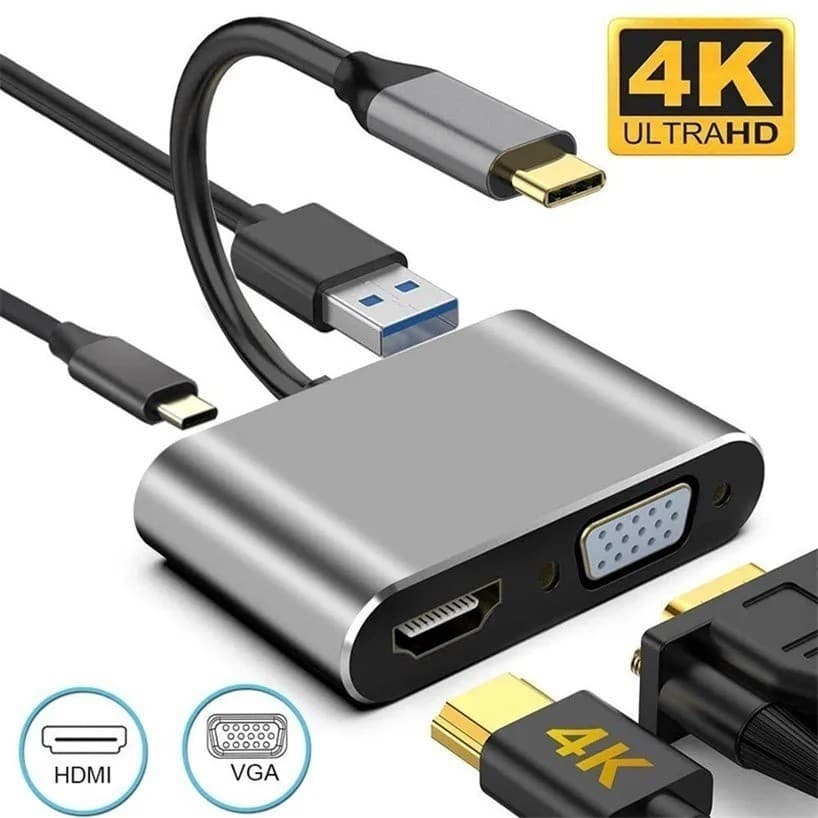 Adaptador Usb 3.0 Tipo C Hd 4k Vga 5 In1 Para Macbook Otg  MING
