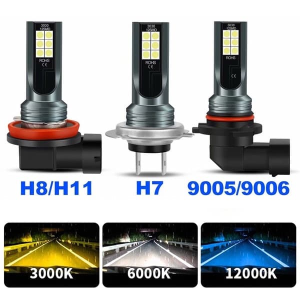 2 Pcs H4 H7 Farol de Nevoeiro para Carro H11 H8 H9 H16JP H1 H3 Lâmpada 9005 9006 Condução Automática 6500K 12V 24V