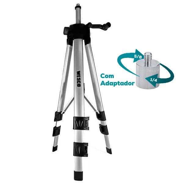 Tripé para Suporte de Câmeras e Ferramentas WESCO WS9972 Com Bolha de Nível 1,2mt 5/8 e 1/4