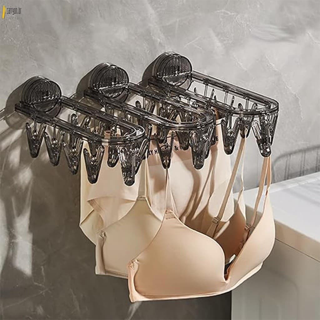 Mini Varal Autoadesivo Retrátil Pequeno p/ Roupas e Acessórios