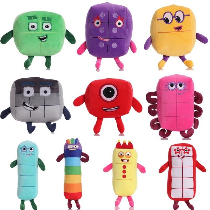 15-36cm 2021 Novos Numberblocks Cartoon Educacional Plush Toy Building Blocks para Crianças 8BTO