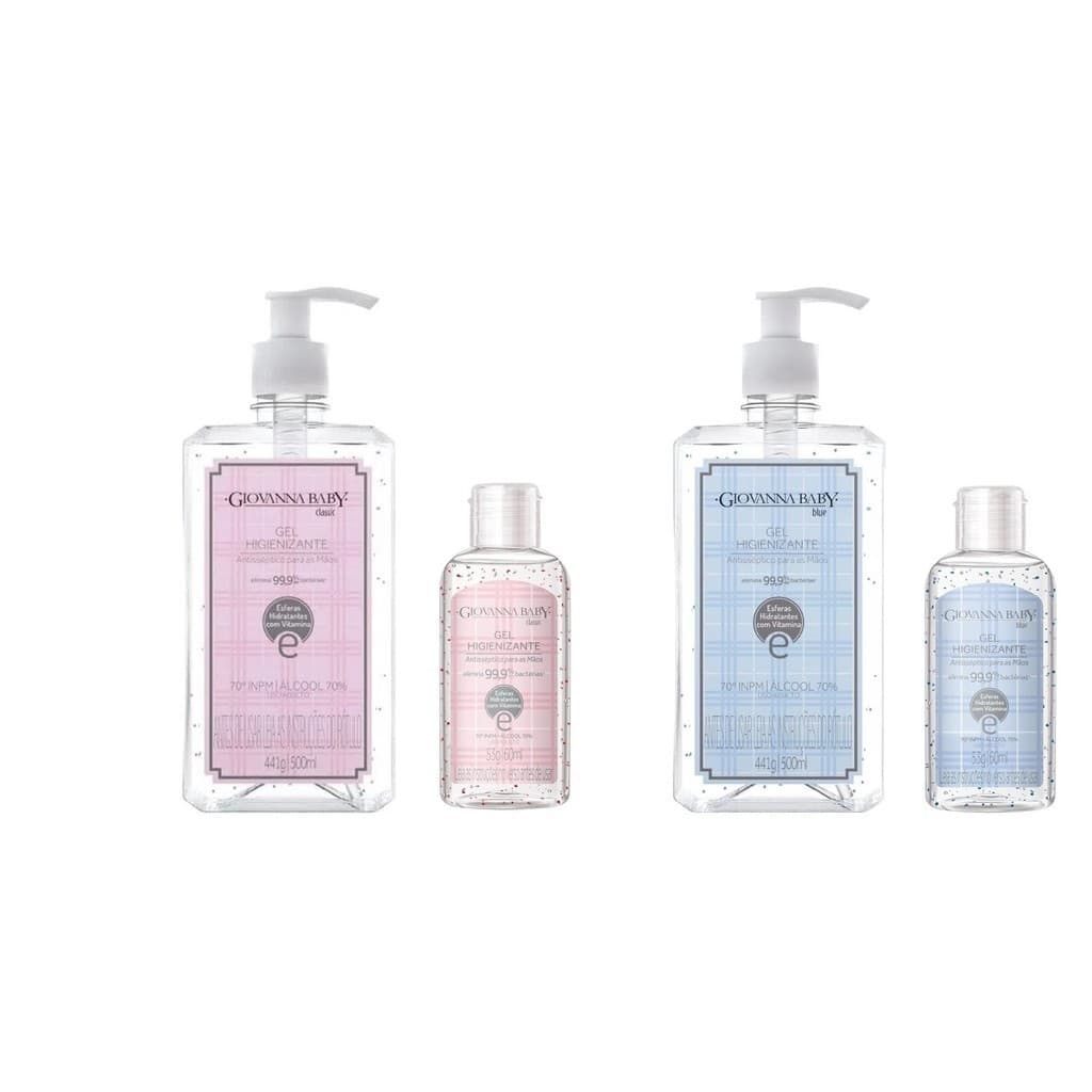 Kit Álcool em Gel Higienizante Giovanna Baby 500ml + 60ml 70º GL | 70° INPM