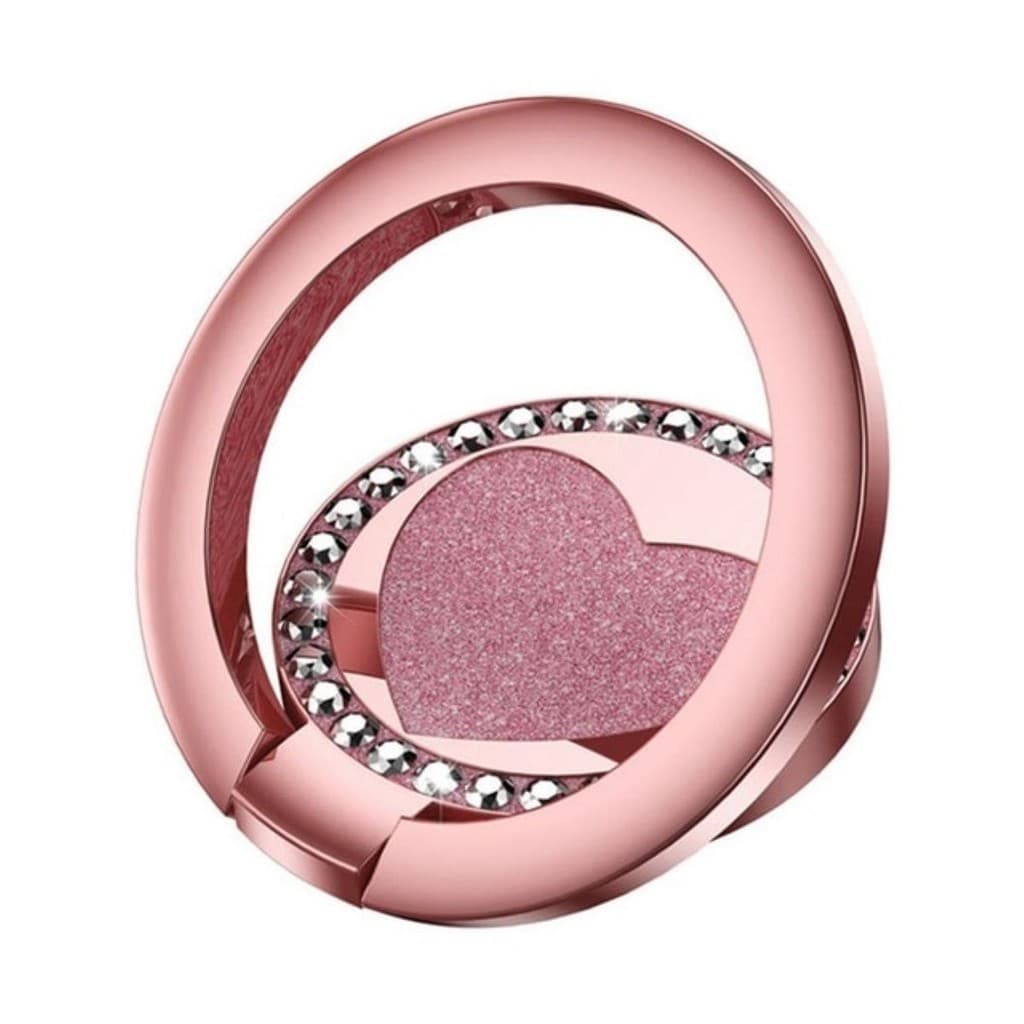 Suporte Anel Celular Iring Antí-queda Strass Coração Glitter