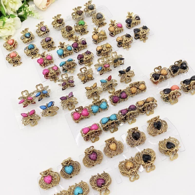 Kit 24 Unidades Mini Piranhas de Metal Para Cabelo – Acessórios Femininos de Moda/ Presilhas Pequenas Coloridas - WL