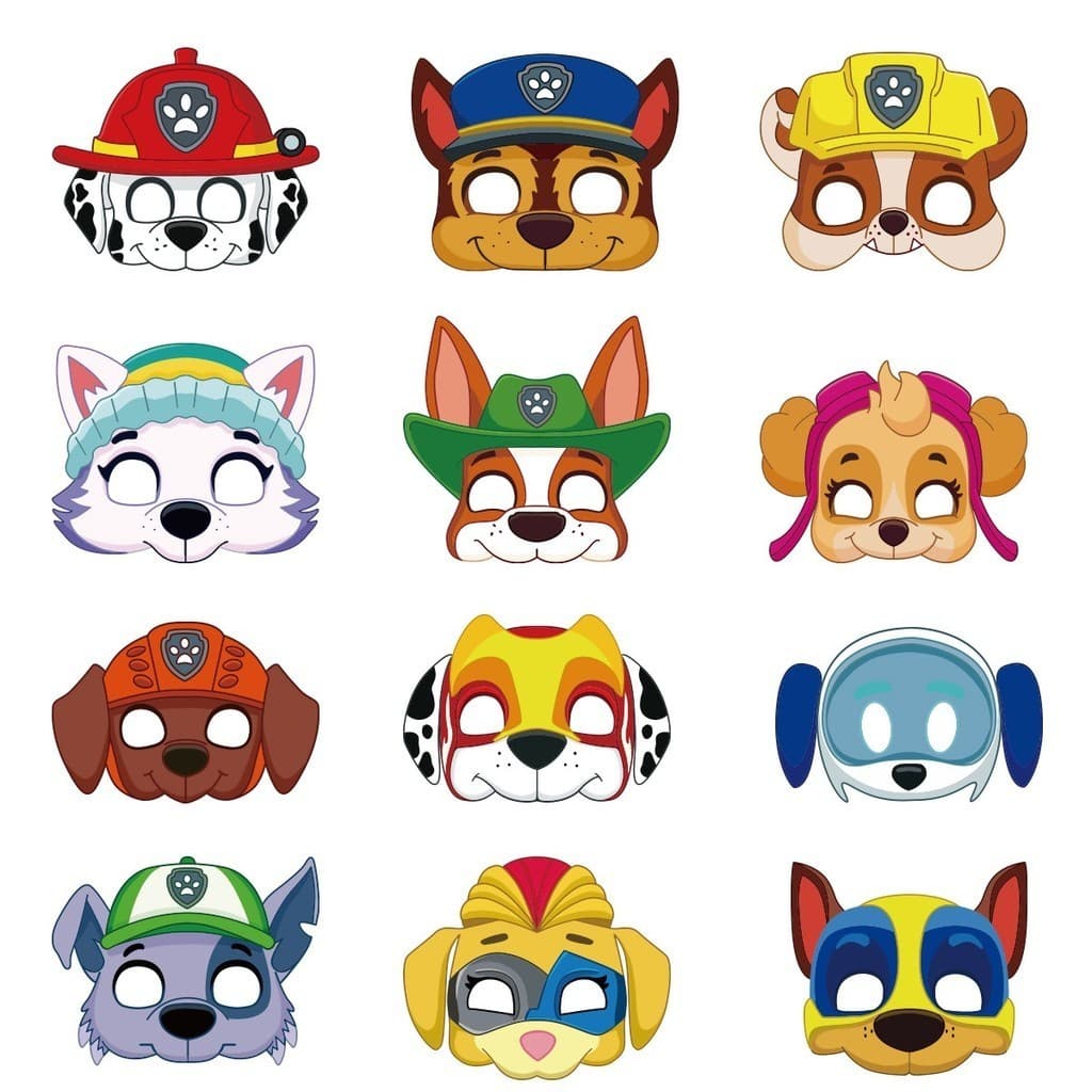 12 pcs/Pack Máscaras Mistas De Papel De Patrulha Para Cães Crianças Festa De Aniversário Kids Toys