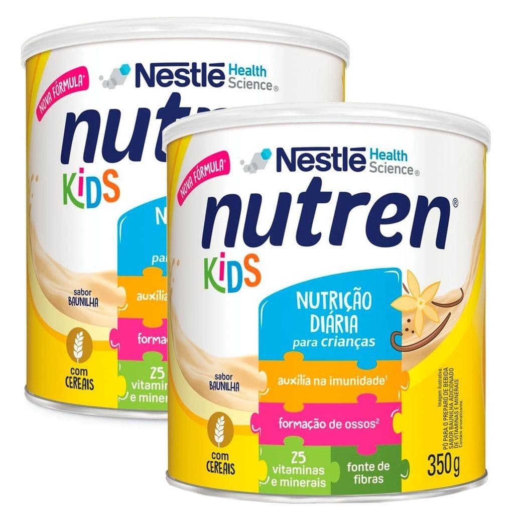Kit 2 Nutren Kids Baunilha Suplemento Alimentar Lata 350g