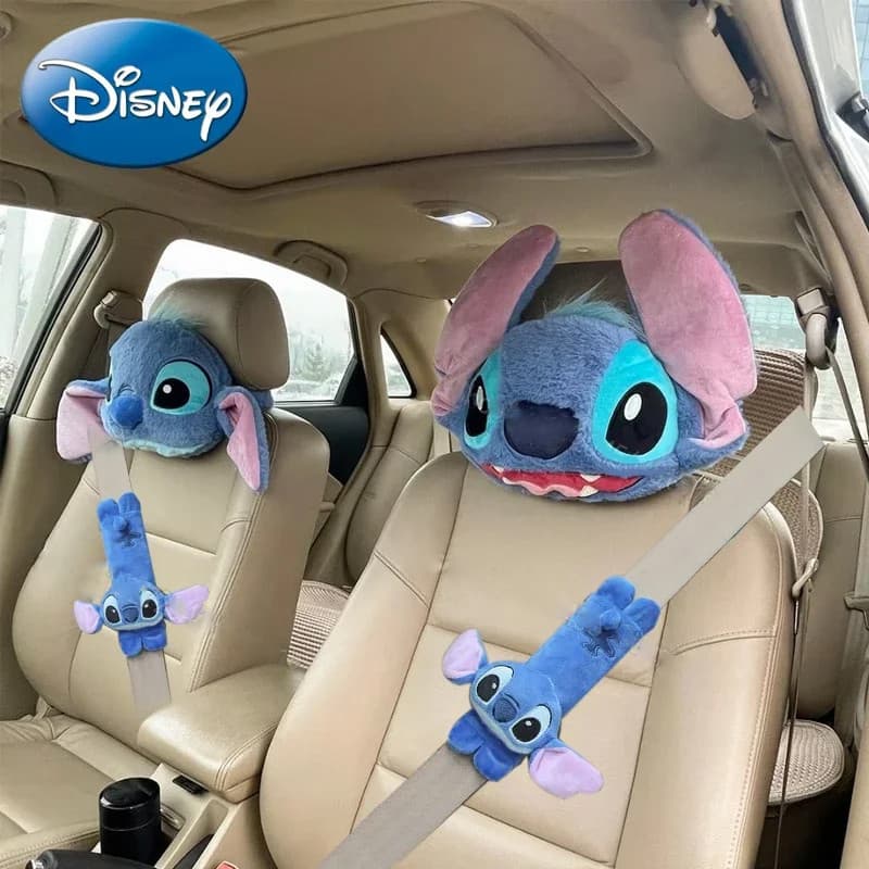Encosto De Cabeça Para Carro Lilo & Stitch , Universal Seat Back Cobertura Do Cinto De Segurança Lombar Acessórios Interiores