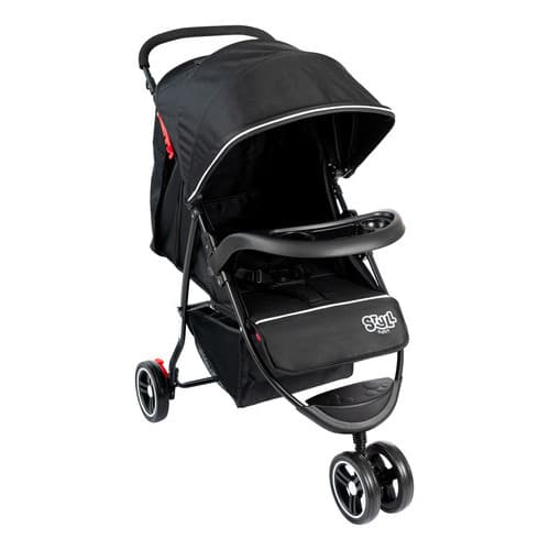 Carrinho De Bebê 3 Rodas Passeio Até 15kgs Styll Baby Cor Preto Chassi Preto