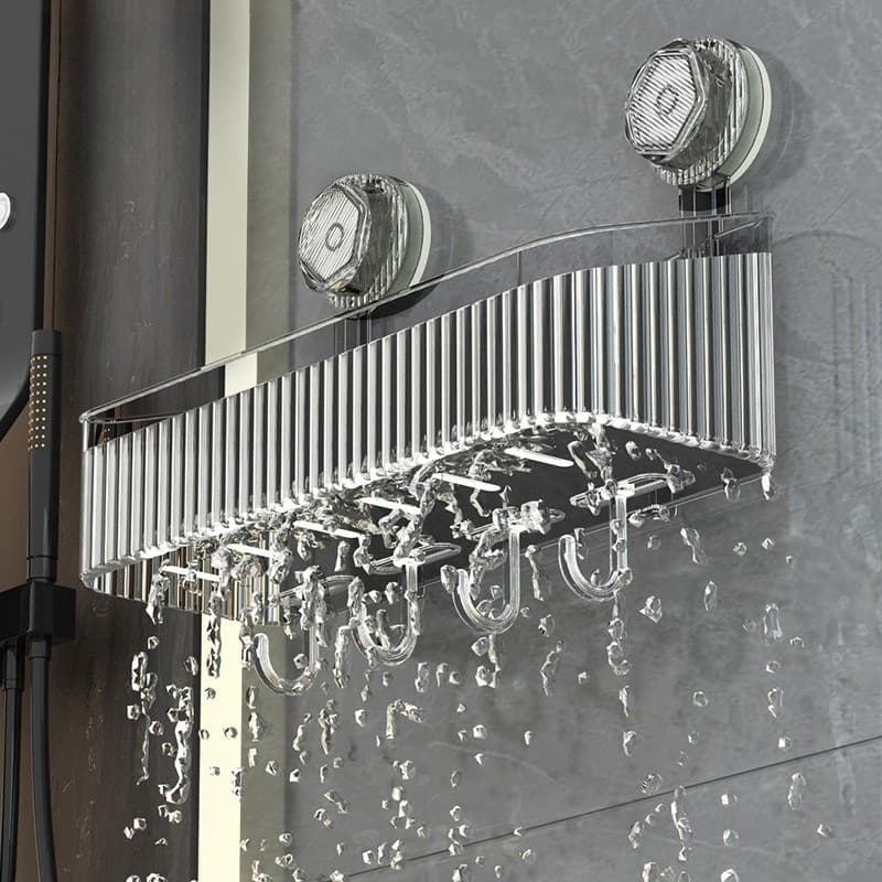 Rack de armazenamento de banheiro com ventosa sem perfuração