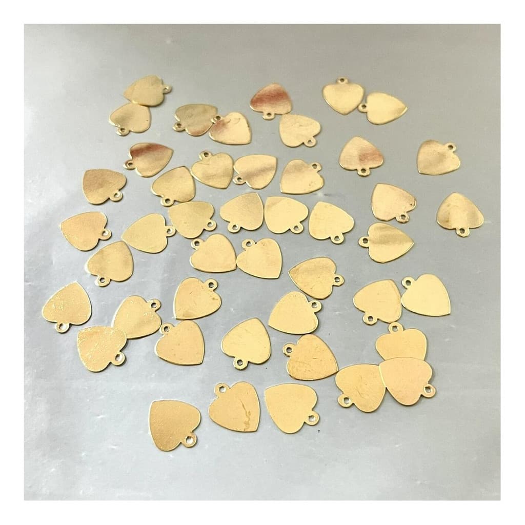 100 Pingente De Ferro Dourado 10mm Redondo/coração