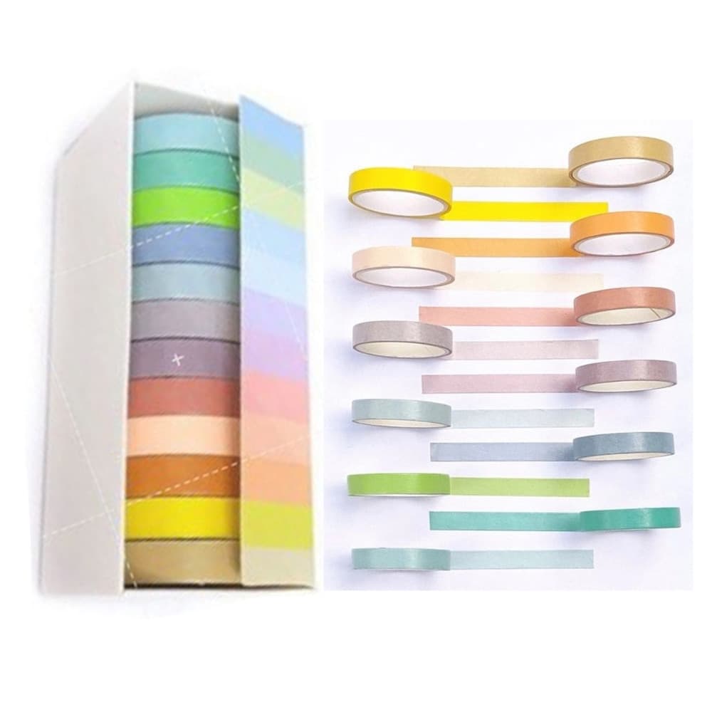 Fita Adesiva Decorativa Washi tape tom pastel fina com 12 unidades