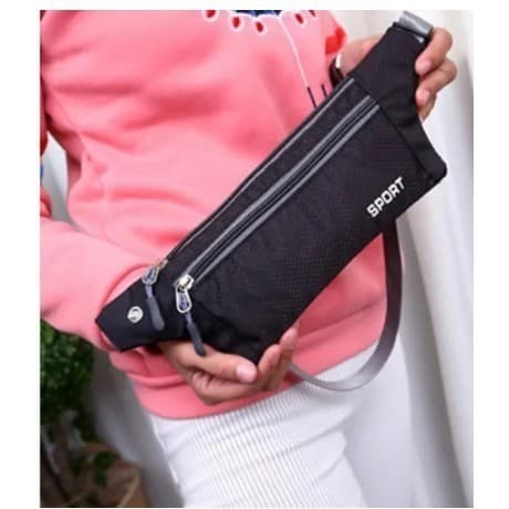 Pochete Cinta PRETA Fitness Impermeável Para Celular Tela 7 Polegadas Guaiaca Corrida e Academia