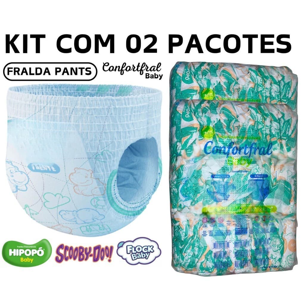 KIT COM 02 PACOTES DE FRALDA INFANTIL CONFORTFRAL BABY 2 LINHA FRALDA CALÇA
