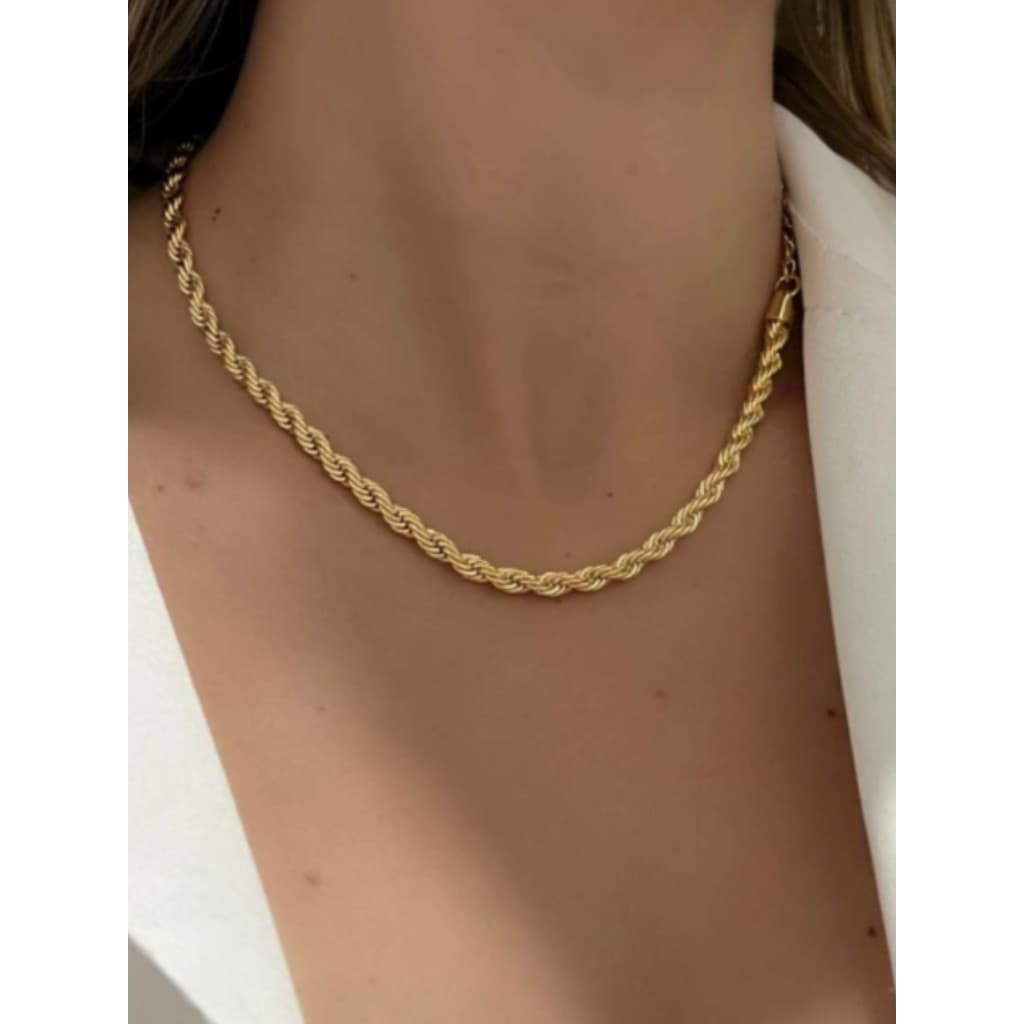 Colar Feminino Cordão Baiano Banhado Dourado Antialérgico Aço inox rn001