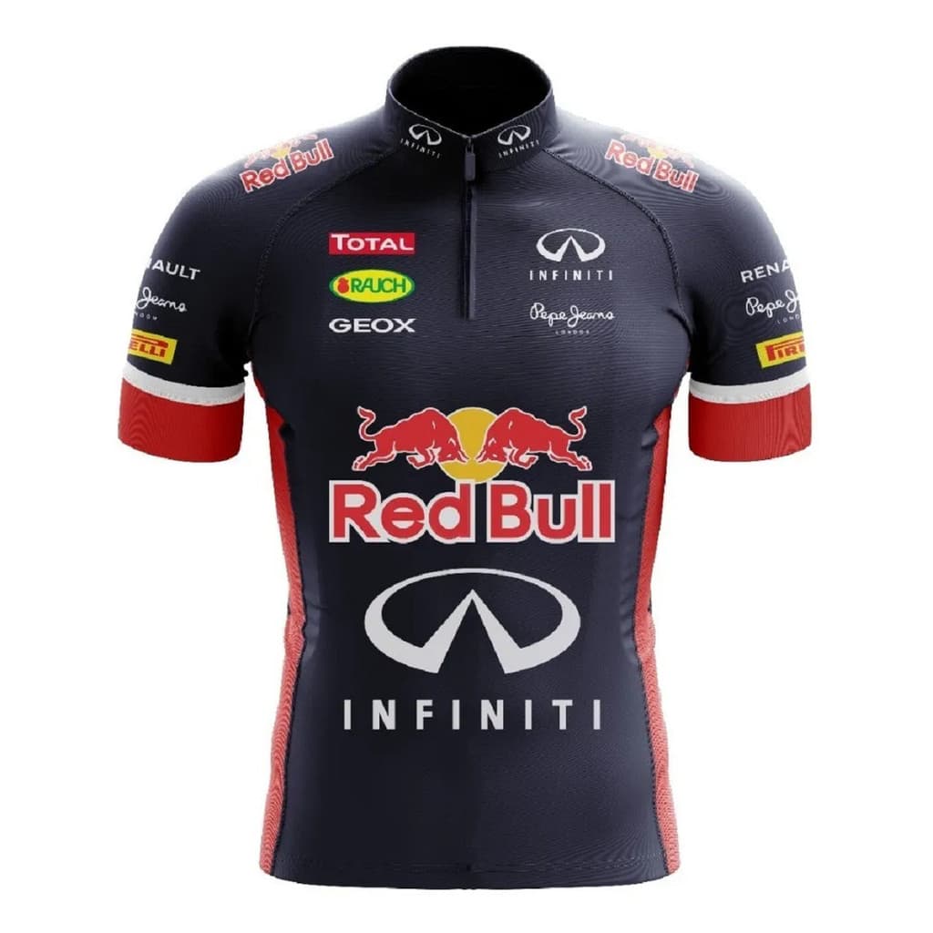 Camisa Infantil Kids Ciclismo Criança Red Bull Manga Curta Dryfit Proteção Uv
