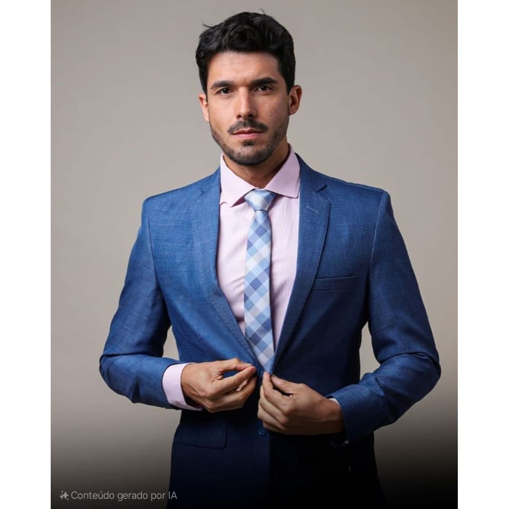 Terno/Costume Microfibra - Azul Navy Mesclado