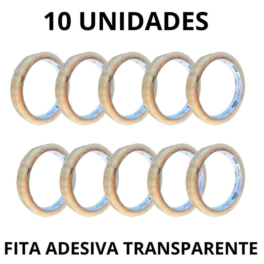 Kit 10 Rolos De Fita Adesiva Durex Fino Transparente 12x40mm