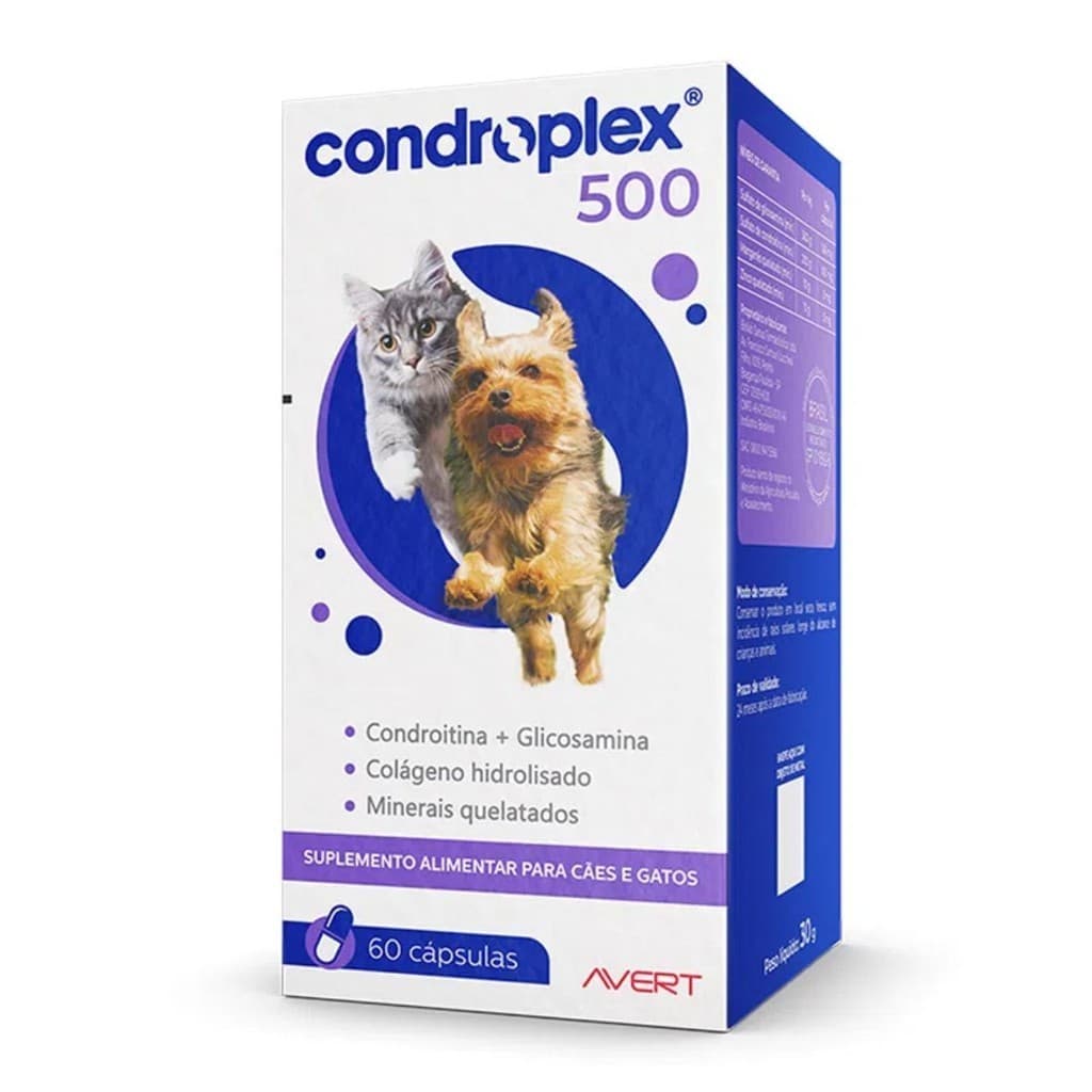 Condroplex 500 Para Cães E Gatos - C/ 60 Cápsulas